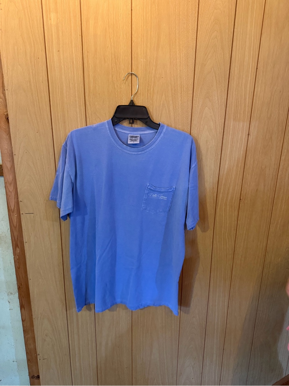 Delta Gamma Pocket T‑Shirt in Periwinkle Blue